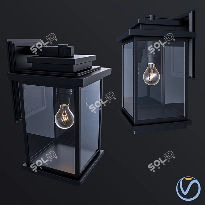 Sleek Black Outdoor Wall Sconce 3D model image 3