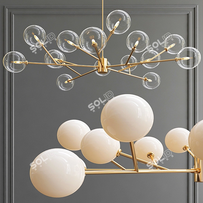 Orion 15-Light Glass Chandelier 3D model image 1