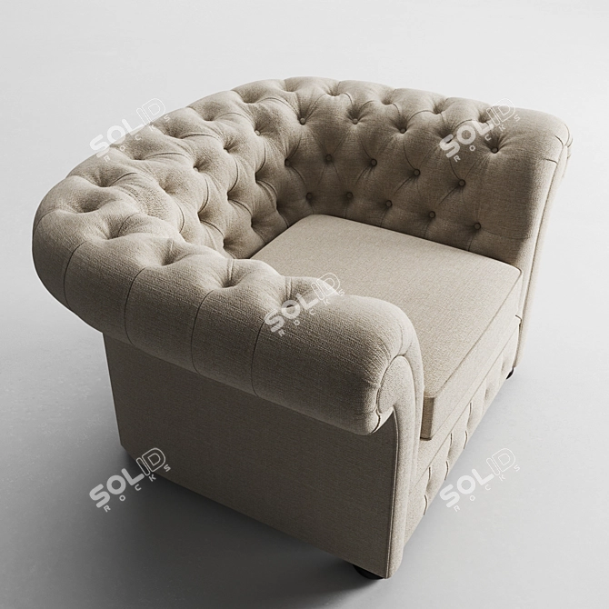 Vintage Chesterfield Armchair 3D model image 3