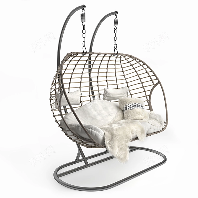 Double Woven Hanging Swing Chair 3D model image 1