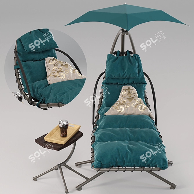 Floating Oasis: Suspended Swing-Chaise 3D model image 2