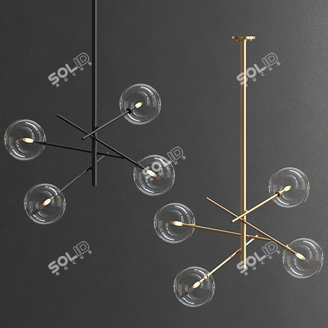 Sleek 4-Light Aksel Pendant 3D model image 1