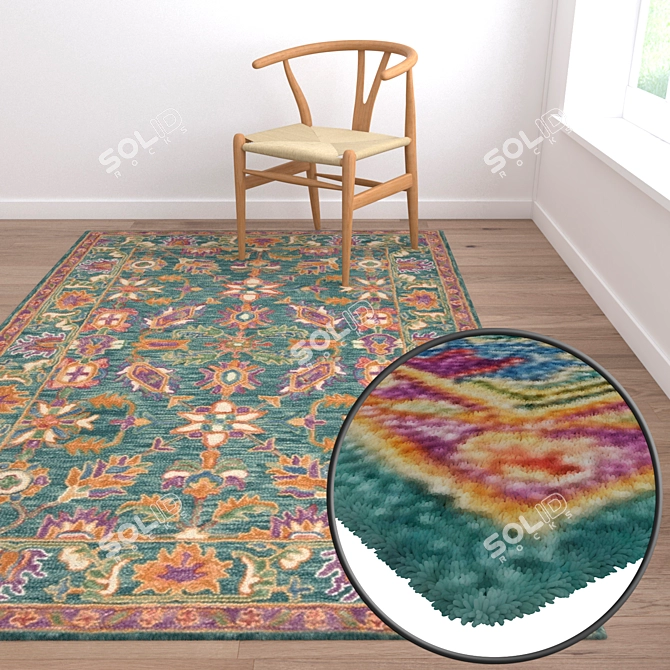 Versatile Set of 3 High-Quality Carpets 3D model image 2