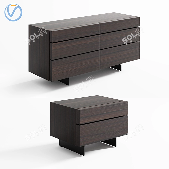 Modern Poliform Pandora Bedside Tables 3D model image 1