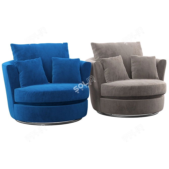 Elegant Swivel Tub Chair 3D model image 1