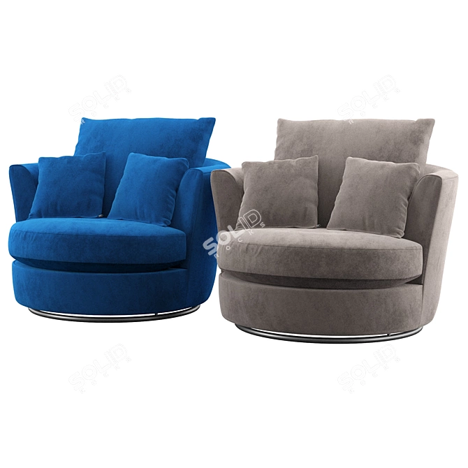 Elegant Swivel Tub Chair 3D model image 2