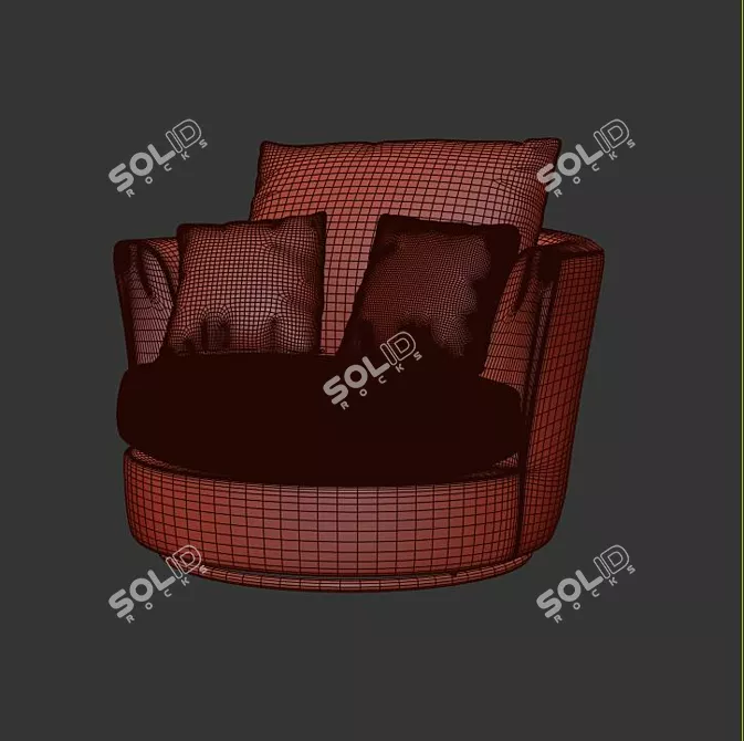 Elegant Swivel Tub Chair 3D model image 3