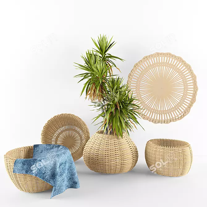 Sunshine Straw Basket 3D model image 1