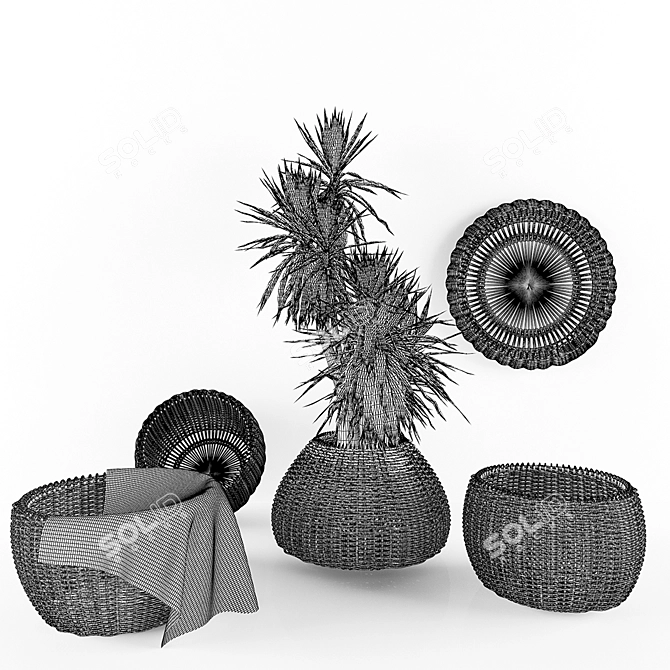 Sunshine Straw Basket 3D model image 2