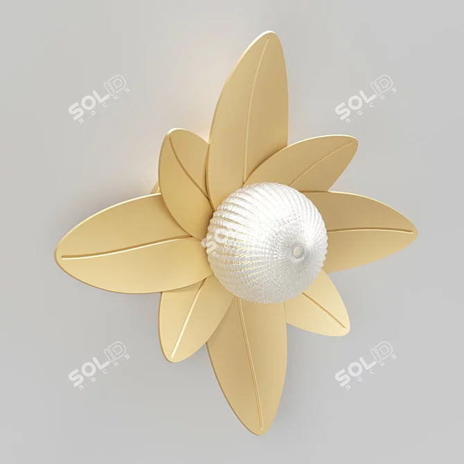 Art-Deco Lotus Brass Pendant 3D model image 1