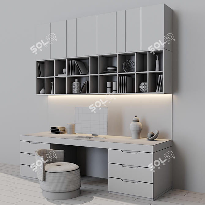 Modern Workplace Desk 3D model image 3