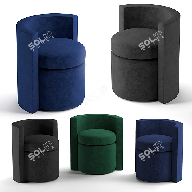 Luxurious Velvet Stool Set 3D model image 1