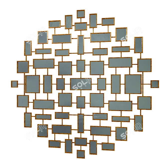 Reflective Facets: Contemporary Circular Mirror 3D model image 1