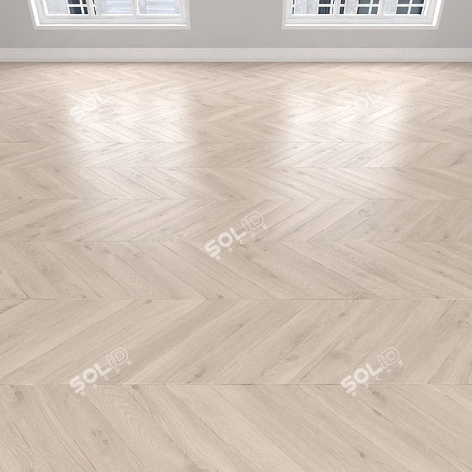 Elegant Cream Oak Parquet: Herringbone, Linear, Chevron 3D model image 3