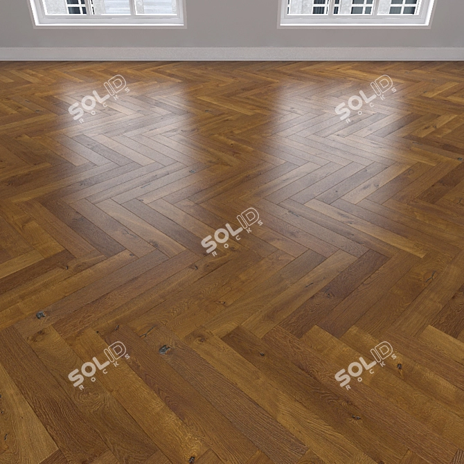 Amber Oak Parquet: Herringbone, Linear, Chevron 3D model image 2