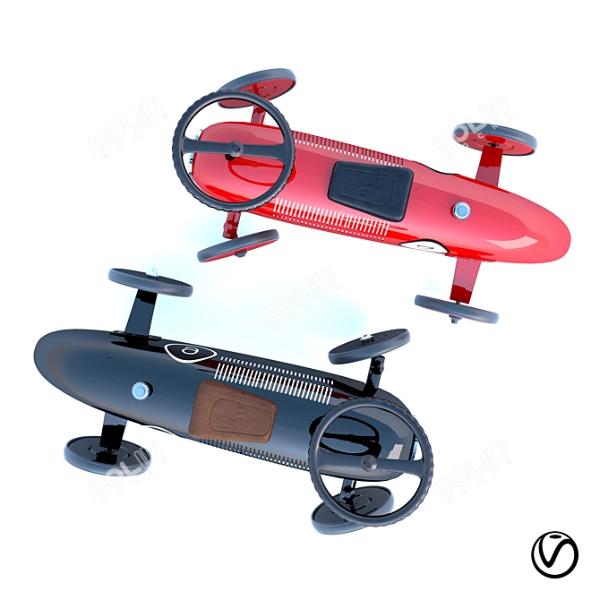 Kids' Ride-On Car: Stylish Black and Red 3D model image 2