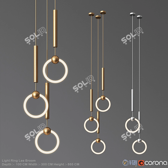 Modern Brass Glass Light Ring 3D model image 1