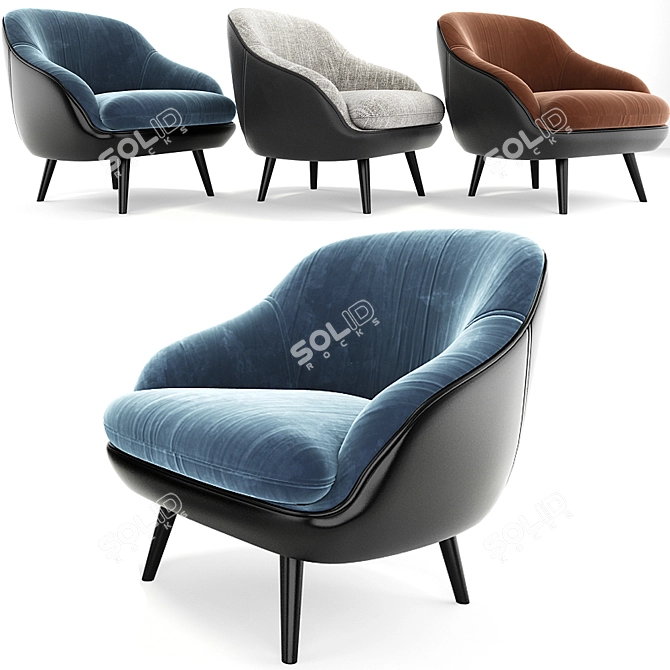 Modern Prius Armchair: Sleek Design & Comfort 3D model image 2