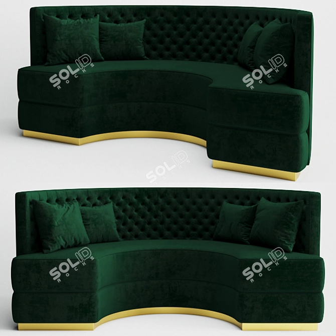 Elegant Curved BOURBON Sofa 3D model image 1