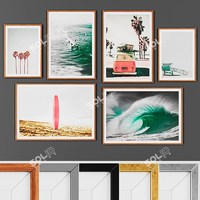 Modern 6-Piece Picture Set with Customizable Frames 3D model image 1