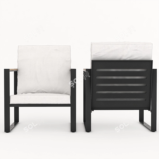 Sleek Black Welders Chair 3D model image 2