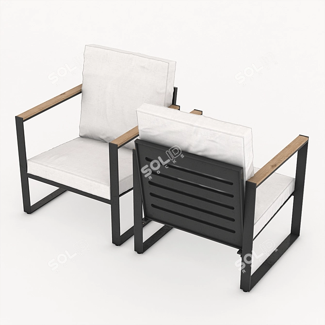 Sleek Black Welders Chair 3D model image 3