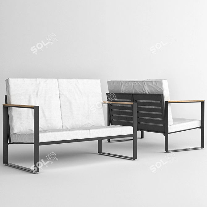 Sleek Welder's Lounger 3D model image 3