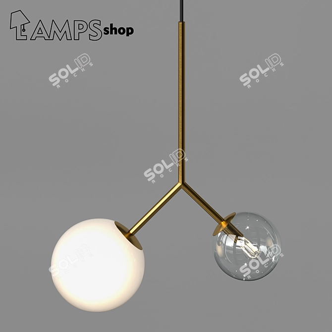 Duo Milky Chandelier - Elegant Lighting 3D model image 1