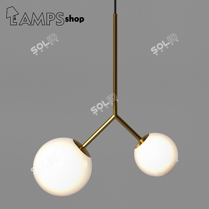 Milky Duo Chandelier V2: Elegant Illumination 3D model image 1