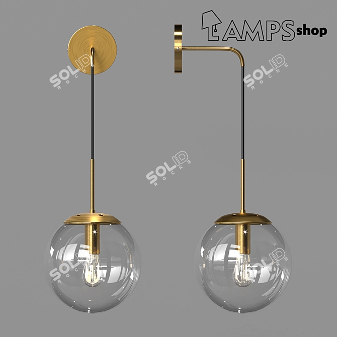 Elegant Glass Sconce 3D model image 1