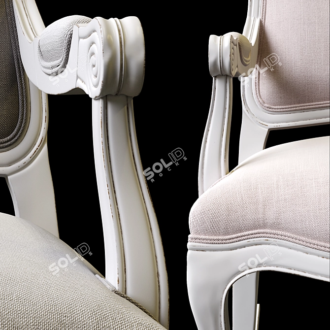French Vintage Upholstered Rocker - Classic and Elegant 3D model image 4
