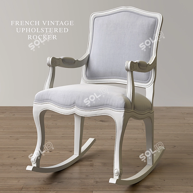 French Vintage Upholstered Rocker - Classic and Elegant 3D model image 5