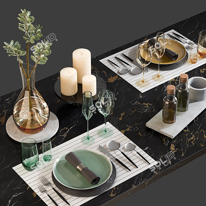Modern Kitchen Serving Table: Stylish and Functional 3D model image 1