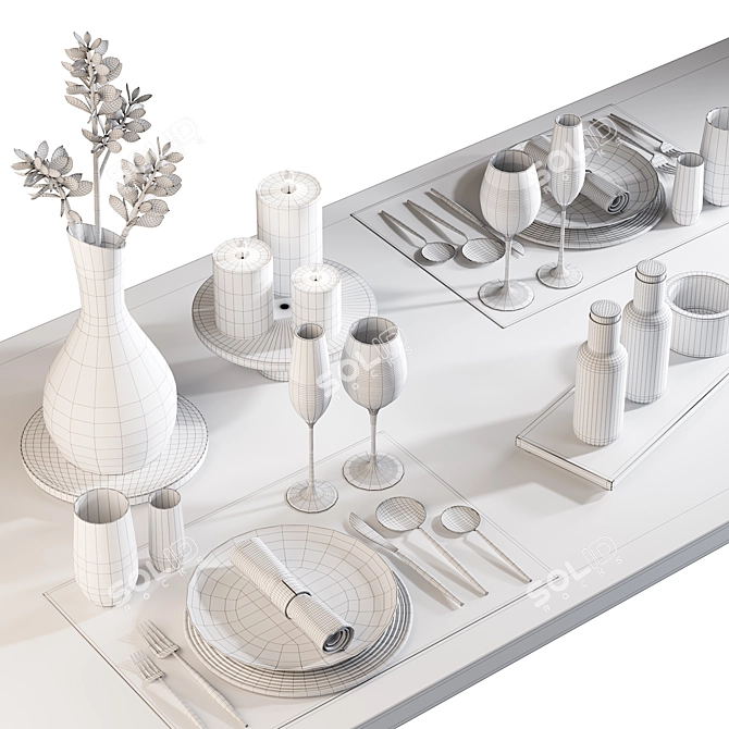 Modern Kitchen Serving Table: Stylish and Functional 3D model image 3
