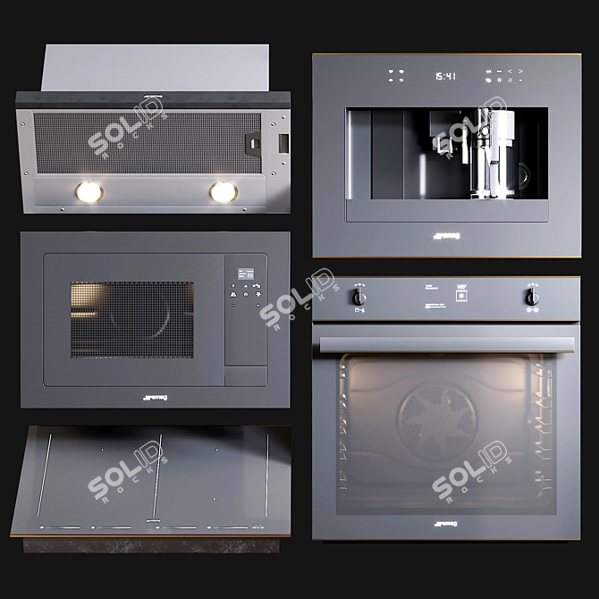 Elegant Smeg Dolce Stil Novo Kitchen Appliances 3D model image 1