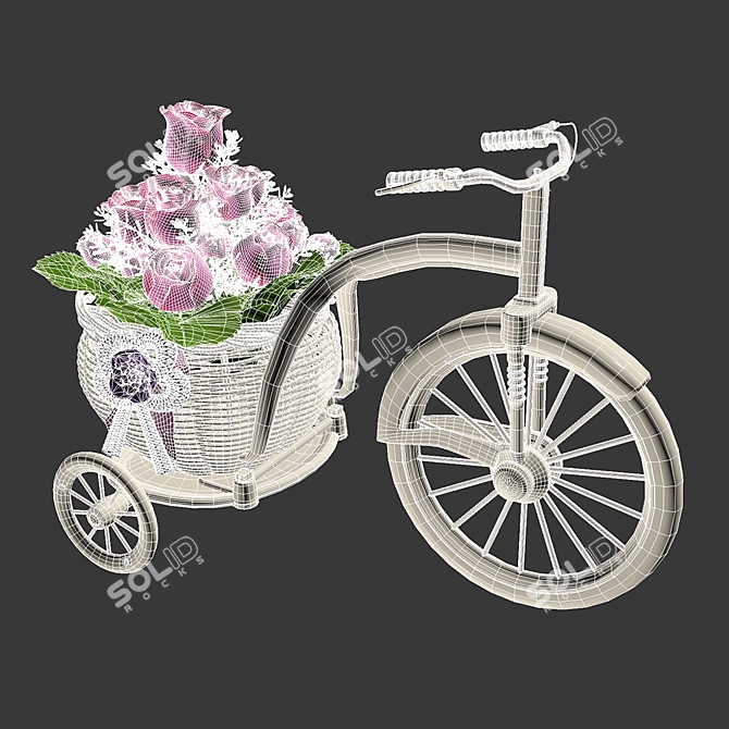 Floral Bike: A Blooming Gift 3D model image 3