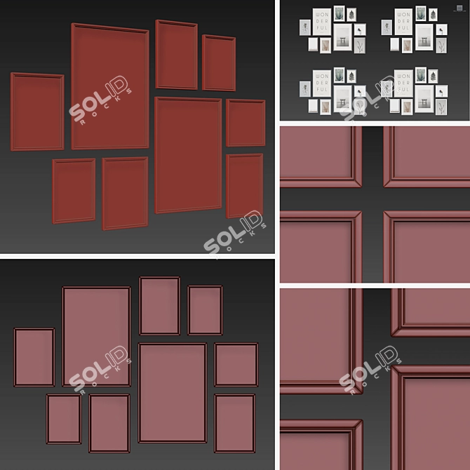 Multicolored Picture Frames Set 3D model image 3