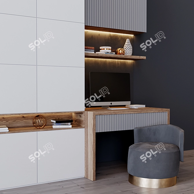 Sleek Workplace Desk 3D model image 2