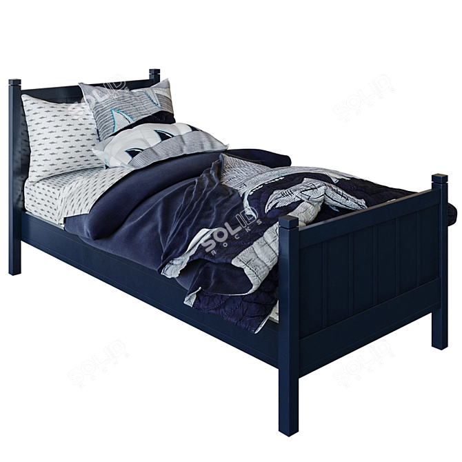 Navy Camp Single Bed: Perfect for Kids' Camping Adventures 3D model image 2