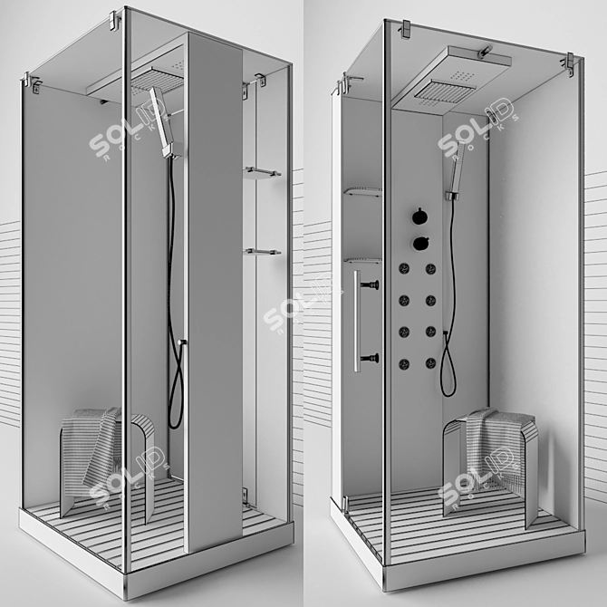 Wasserfalle W-6001-A 100x100 Shower Enclosure 3D model image 3