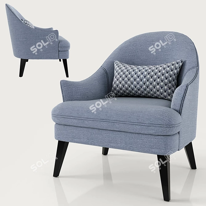 Elegant Therese Arm Chair: Coco Wolf 3D model image 1