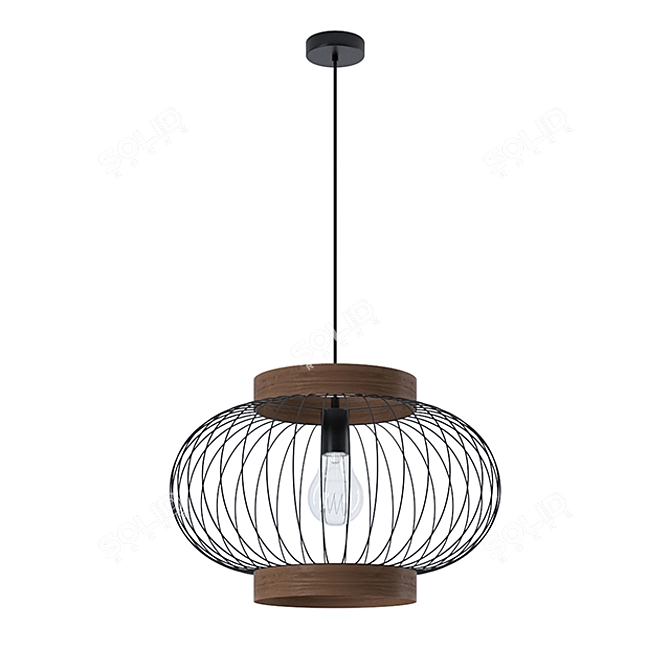 Elegant Black Metal Pendant Light 3D model image 1