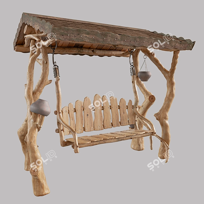 Rustic Handmade Russian Swings 3D model image 2