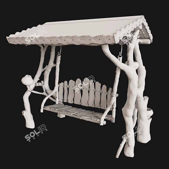 Rustic Handmade Russian Swings 3D model image 3