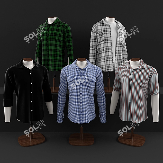 Mannequin Display Shirts Set 3D model image 1