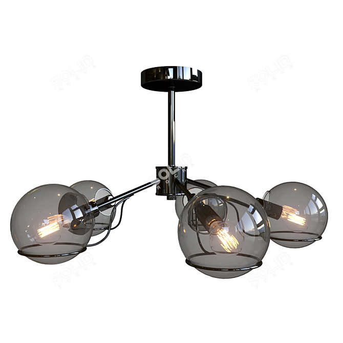 Futuristic Chrome Pendant Light 3D model image 1