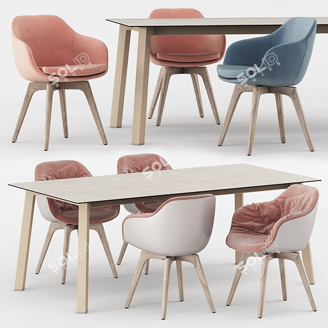 Dressy Merlot Table and Lap Chairs - Elegant Dining Set 3D model image 1