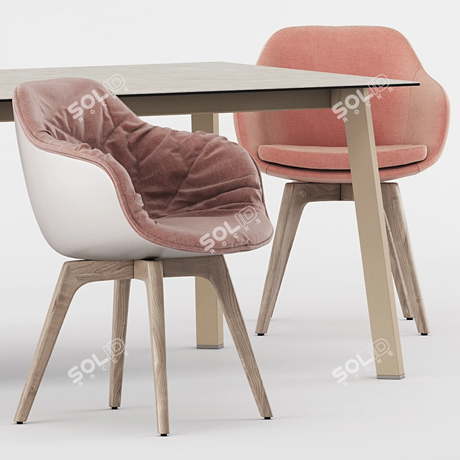 Dressy Merlot Table and Lap Chairs - Elegant Dining Set 3D model image 2