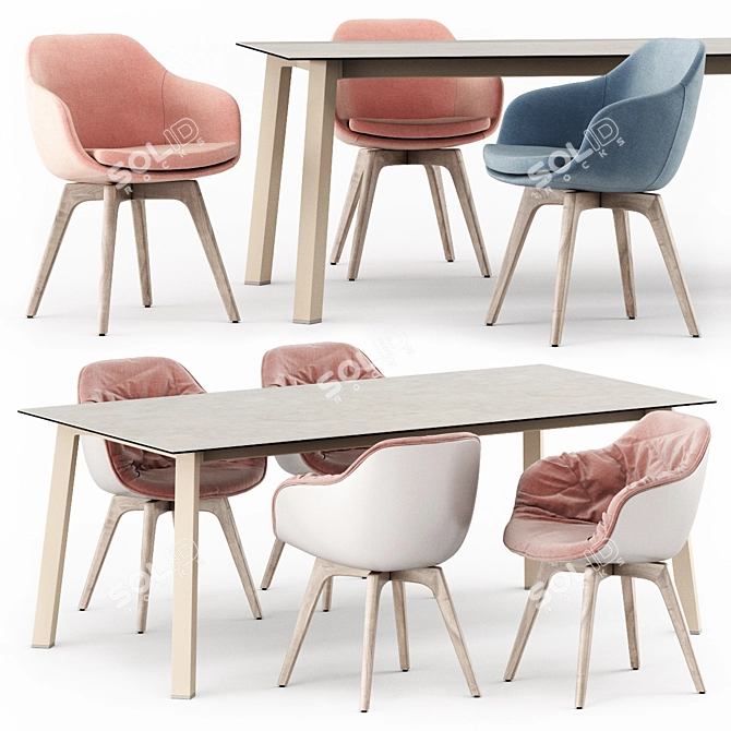 Dressy Merlot Table and Lap Chairs - Elegant Dining Set 3D model image 7