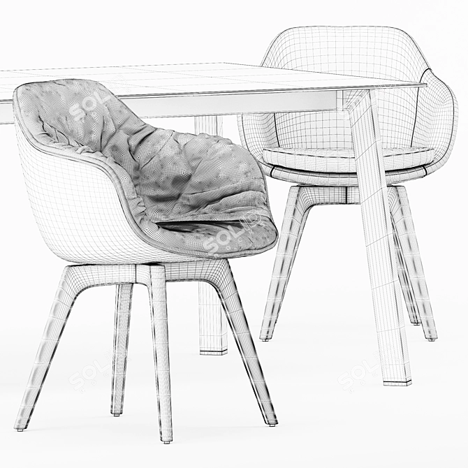 Dressy Merlot Table and Lap Chairs - Elegant Dining Set 3D model image 9